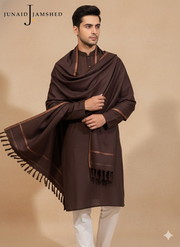 J.Soft Wool Shawl – Premium Men’s Wool Shawl | Ajwa Collection (DARK BROWN)
