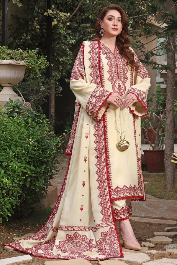 ANEELA'S DHANAK 3PC EMBROIDERED WITH PRINTED SHAWL