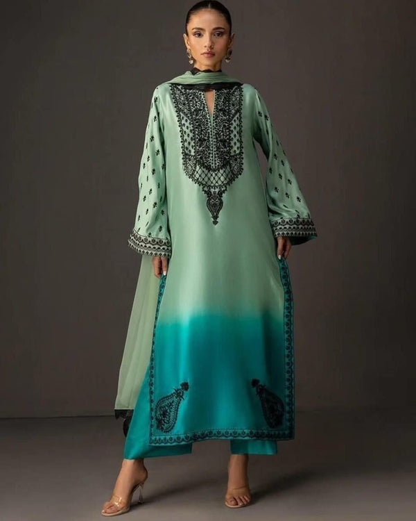 DIGITAL PRINT 3PC SILK UNSTITCHED SUIT 001