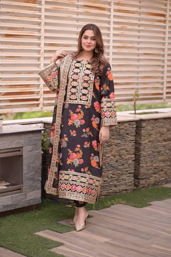 ANEELA'S SHAMOOZ SILK 3 PIECE DIGITAL PRINT