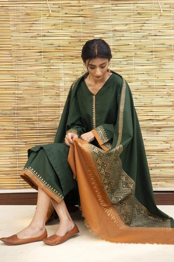 DYOT DHANAK 3PC EMBROIDERED