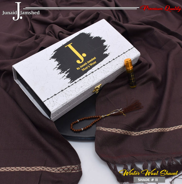 J. Men’s Wool Shawl Gift Pack – With Ittar & Tasbih (Maroon)