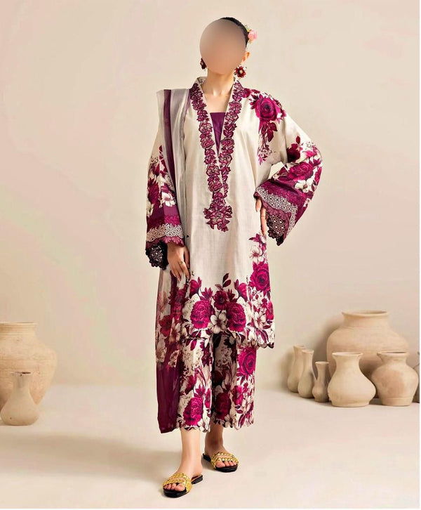 DIGITAL PRINT 3PC SILK UNSTITCHED SUIT 027