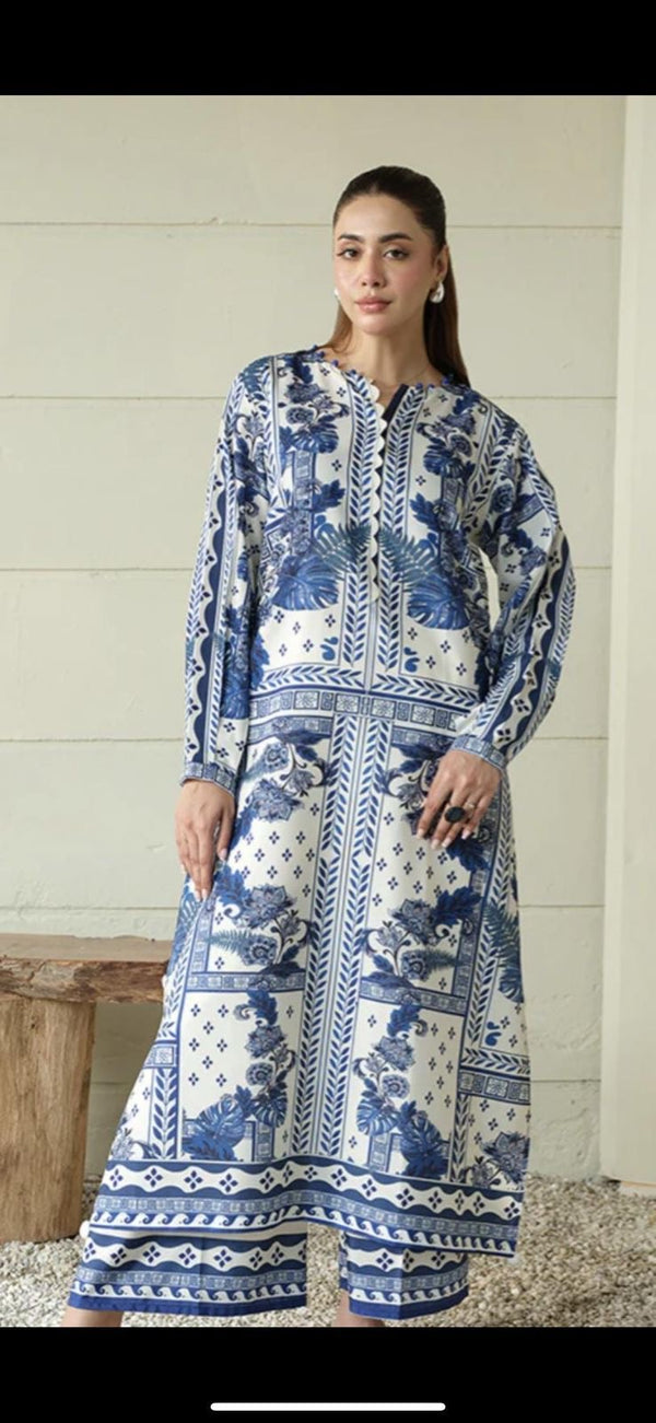 DIGITAL PRINT 3PC SILK UNSTITCHED SUIT 012