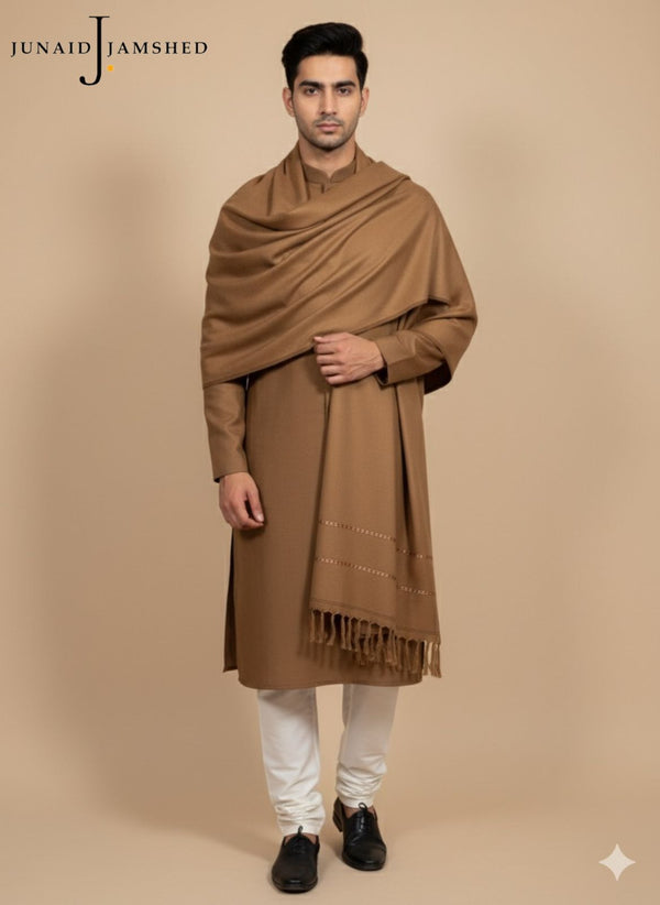 J.Soft Wool Shawl – Premium Men’s Wool Shawl | Ajwa Collection (BRUNT UMBER)