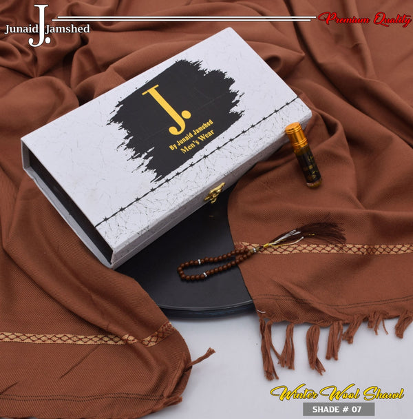 J. Men’s Wool Shawl Gift Pack – With Ittar & Tasbih (Copper)
