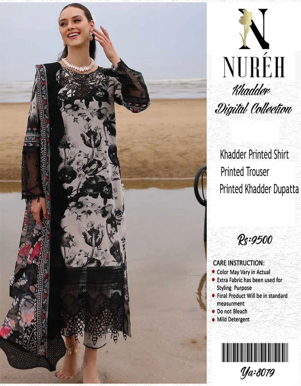 NUREH KHADDAR 3PC DIGITAL PRINT