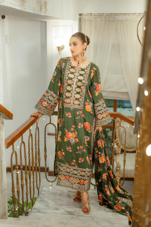 ANEELA'S SHAMOOZ SILK 3 PIECE DIGITAL PRINT