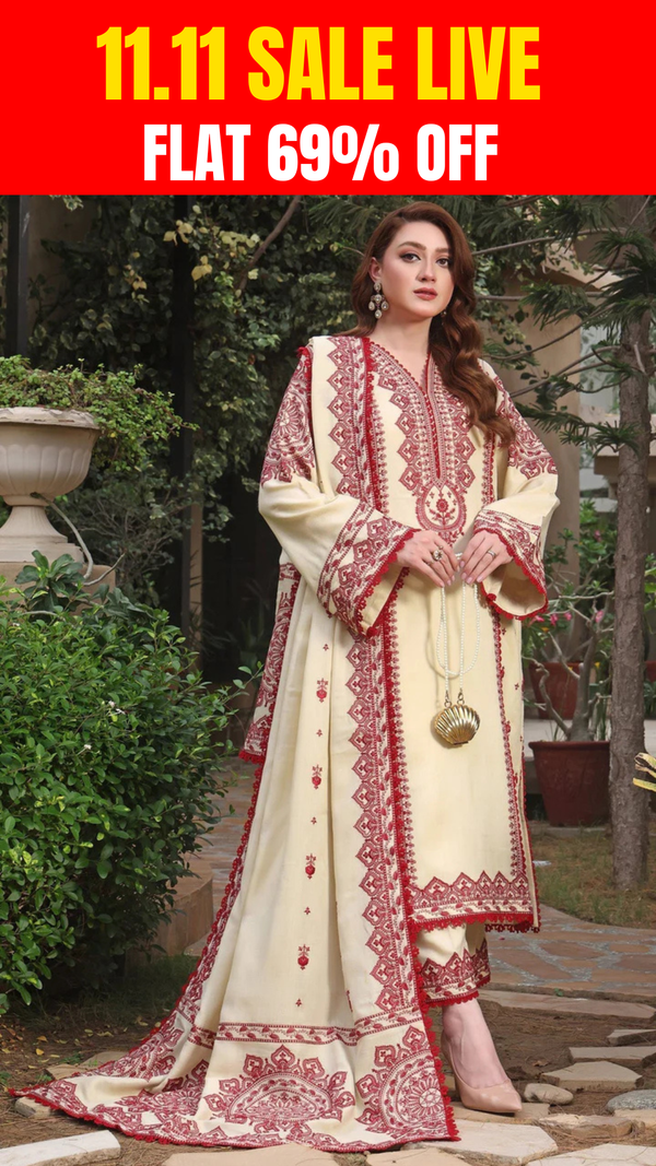 ANEELA'S DHANAK 3PC EMBROIDERED